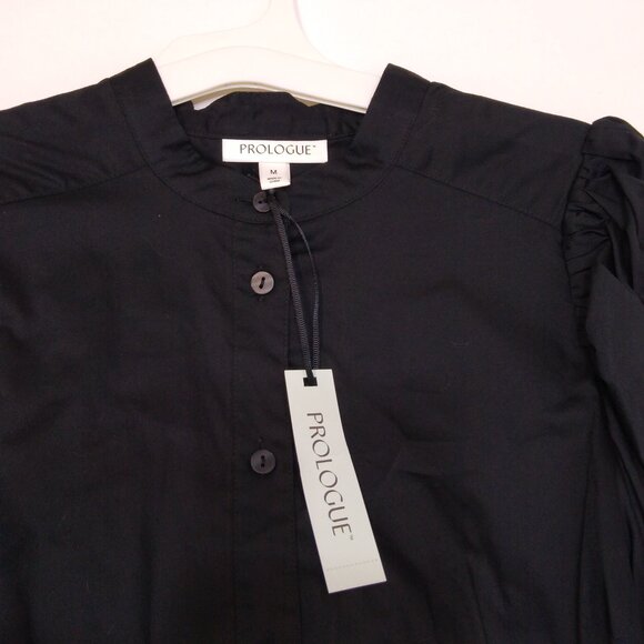 Prologue Puff Long Sleeve Button-Up Midi-Length Shirt Dress Tie Waist Medium NWT - Picture 3 of 4